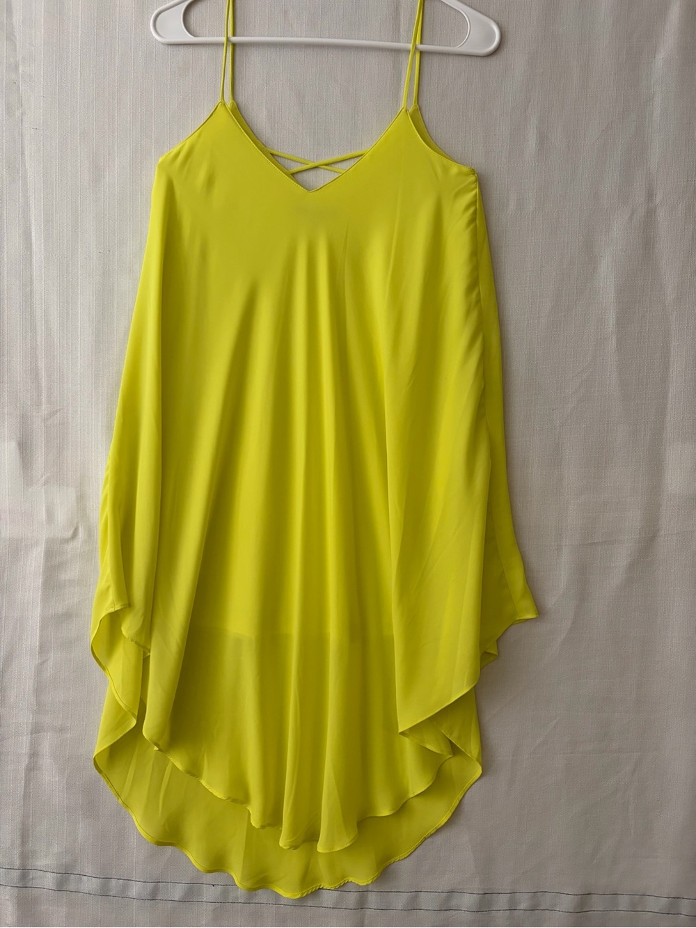 Evenuel Lime Green Crisscross Strap High Low Flowy Dress with Lining S(E78)